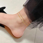 El Regalo Stainless Steel Double Layers 1 Leg Anklet - 1PC Anti-Tarnish, Waterproof Anklets for Girls & Women (Style-3)