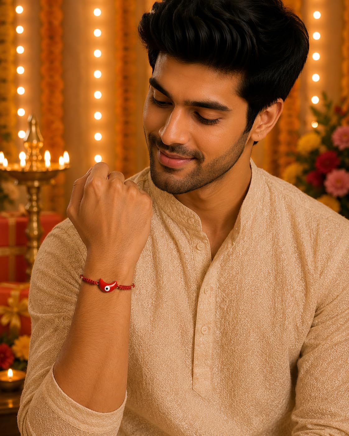 El Regalo Evil Eye Bracelet Rakhi for Brother with Roli Chawal in Gift Box