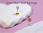El Regalo Pearl Stud Earrings- 14K Gold Finish Screw Back Pearl Hypoallergenic 316L Surgical Steel Stud Earrings for Girls/Kids/Women- Cartilage/Helix Earrings Earrings (5mm)