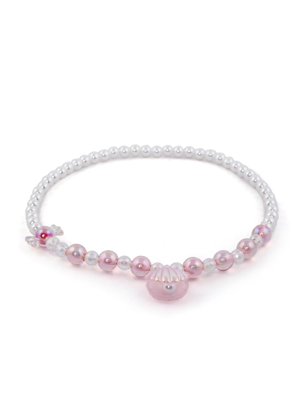 EL REGALO Girls White Pink Beaded Jewellery Set