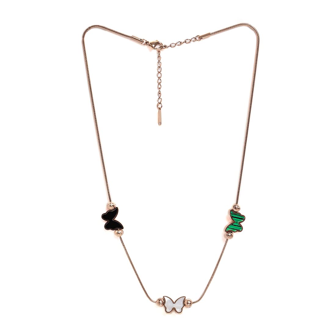 El Regalo 18K Gold Waterproof Vintage Enamel Butterflies Chain Necklace & Bracelet Set- Stainless Steel NO RUST/ANTI TARNISH Butterfly Jewelry Combo Set for Girls & Women