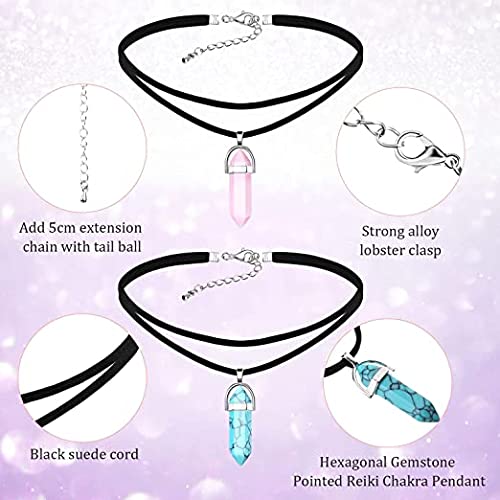 El Regalo Choker Necklace for Girls & Women | Black Wrap Velvet Choker with Healing Stones Women Girls Everyday Boho Necklace Gift Her Jewelry Hippie Crystal (Black)