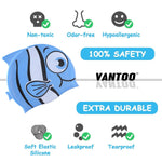 El Regalo Cartoon Fish Swimming Caps for Kids/Girls/Boys (4-16 Years Age Group)- Silicone Waterproof Stretchy Swimming Caps for Girls Boys for Long & Short Hair (Blue)