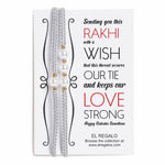 El Regalo 2PCs Pearls Rakhi Combo Set for Bhaiya-Bhabhi/Bhai- Bhatija/Bhatiji- Rakhi Gift Combo with 2 Pearls Rakhi, Roli-Chawal Shagun Pack, Message Card in Gift Box (Grey)