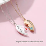 El Regalo 2PCs Big Sis/Lil Sis Magnetic Butterfly Heart Necklaces Set for Girls/Sisters/Best Friends/Soul Sisters