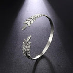 El Regalo Stainless Steel Olive Leaves Open Cuff Bracelet for Women- Anti Tarnish/Waterproof Western Vintage Style Bracelets (Silver)