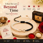El Regalo 1PC Minimalist Infinity Rakhi for Brother- Simple Infinity Rakhi with Roli Chawal, Rakhi Message Card in Rakhi Gift box for Brother (Black & White Shade)