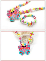 EL REGALO Kids Girls Pink & Red Butterfly & Floral Jewellery Set