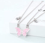 El Regalo Magnetic Butterfly BFF Necklaces for 2, Enamel Butterfly Friendship Magnetic Necklace for Teen Girls Women - Gift for Best Friends/Besties/Sisters (Pink Butterflies)