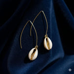 El Regalo Bohamian Cowrie Shell Earrings- Electroplated Retro Charms Earrings for Girls & Women (Golden Shell Dangle Earrings)