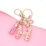 El Regalo Personalized Name Initials Butterfly Charm Keychain - Custom Letter Keyring with Pink Tassel & Butterfly Pendant, Purse, Bag, Backpack Accessory (H Letter)