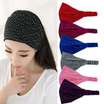 El Regalo Rhinestone Elastic Bandana Wide Sports Headband/Hair Band for Women & Girls (Black)