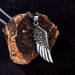 El Regalo Stainless Steel Angel Wing Feather Pendant Unisex Necklace for Men Women: Guardian Elegance Gothic Feather Necklace