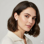 El Regalo Dainty CZ Crystal Leaf Huggie Hoop Earrings for Women & Girls - Cute & Sparkling American Diamond Marquise Leaf Bali Earrings (Silver)
