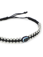 El Regalo Hand Woven Evil Eye Unisex Bracelet - Handmade with Golden & Silver Beads (Silver Black)