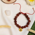 El Regalo Unisex 1 PC Natural Rudraksha Beads Adjustable Bracelet: Handmade Lord Shiva Rudraksha Beads Bracelet with Spritual OM/Aum, Budhdha, Lotus Charms (Golden Budhdha Rudraksha Bracelet)