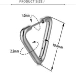 El Regalo Waterproof Men's Women's Punk Stainless Steel Triangle Shape Design Hoop Earrings - Geometry Triangle Huggie Hoop Earrings, Minimalist Punk Rock Style (Silver)
