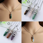 El Regalo Natural Quartz Stones Healing Point Bullet Pencil Point Shape Crystal Chakra Pendant Necklace - Perfect Valentines Day Gift for Girls & Women (Rose Quartz (Pink))