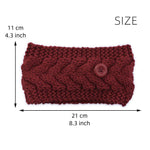 El Regalo 2 PCs Knitted Winter Woolen Warm Headband with Buttons for Face Mask Cover | Cold Weather Hair Accessories Head Wrap | Winter Headbands for Women & Men (Pack of 2) (Red & Khakhi)