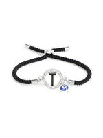 El Regalo Name Initials Evil Eye Bracelet Rakhi for Brother- Name Letter CZ Rakhi with Roli Chawal, Message Card in Rakshabandhan Box for Bhai (Black-T)