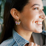El Regalo Exquisite Luxurious Big Butterfly Hoop Earrings for Girls/Women- Beautiful Butterfly Hoops (Multi Blue)
