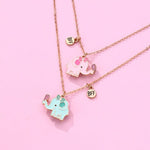 El Regalo Girls 2 Pcs Bff Best Friend Forever Split Magnetic Matching Unisex Pendant - Friendship Necklaces Set For Besties/Best Friends/Soul Sisters (Bff Elephant Necklaces Set- Gold)