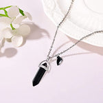 El Regalo 2Pcs/Set Crystal Bff Best Friend Magnetic Couple Matching Split Heart Pendant Necklaces For Besties/Couples - Valentines Day Gift (Black & White, Unisex Adult)