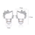 El Regalo Cute Tiny Kitty Pearl Stud Earrings for Kids/Girls/Women