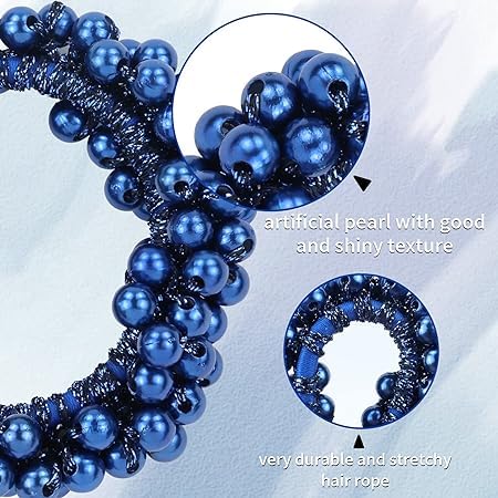 El Regalo 4PCS Fancy Pearls Hair Ties- Elastic Pearl Scrunchies Bead Hair Ropes Stretchy Hair Band Pearl Hair Scrunchies Hair Accessories for Women Girls (Color Options-2)