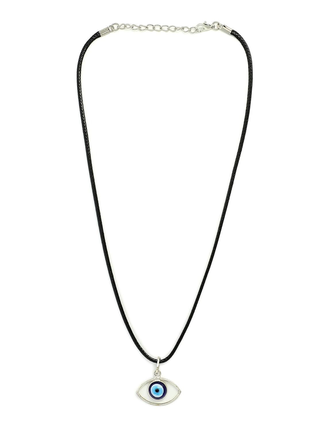 El Regalo 2 PCs Blue Evil Eye Unisex Pendant Cord Necklace for Kids/Girls/Boys/Men & Women - Turkish Blue Silver & Golden Handmade Evil Eye Necklaces (Option-3)