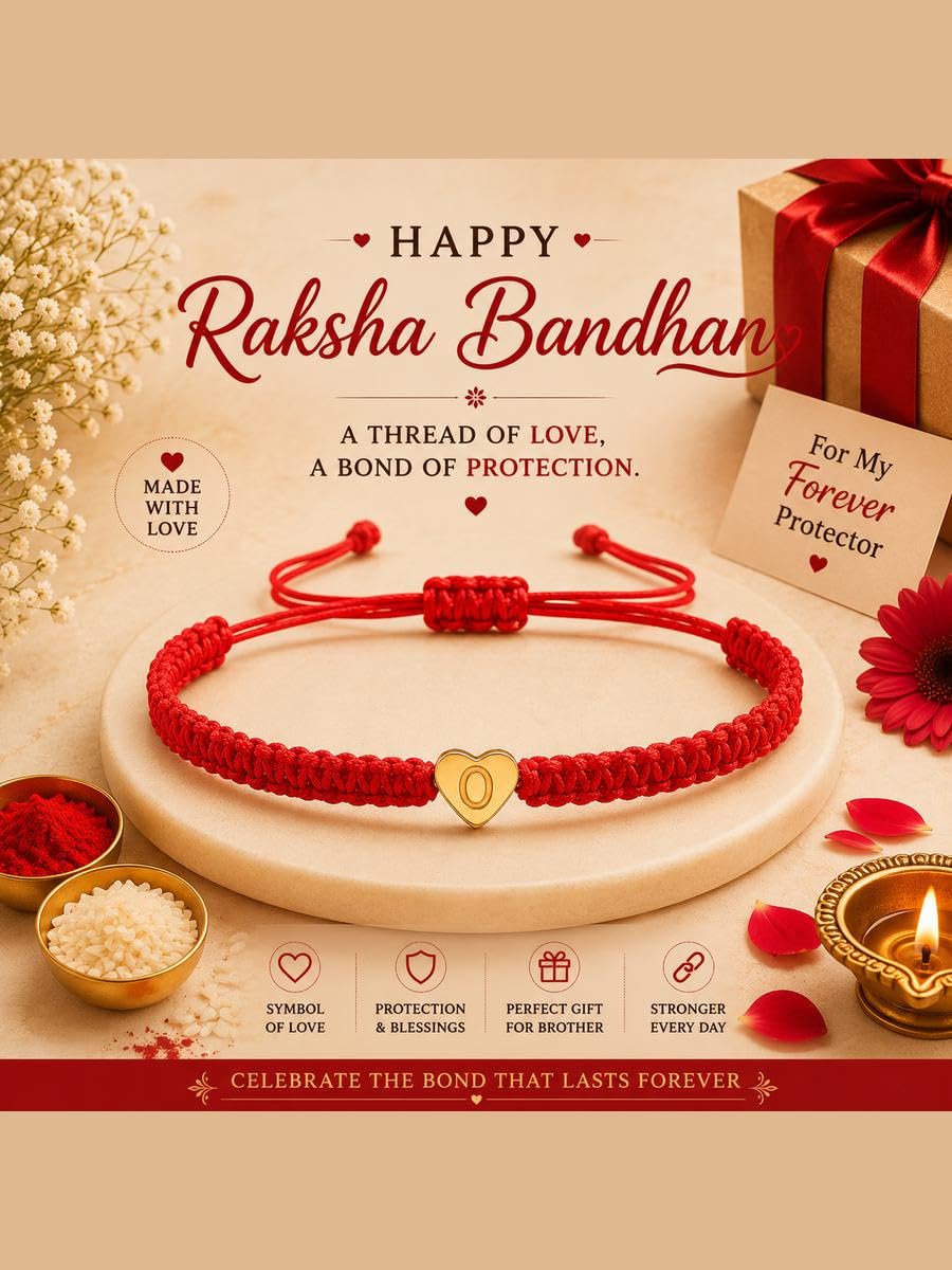 El Regalo Red Ethnic Rakhi Dori Unisex Rakhi-Adults - O letter