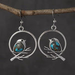 El Regalo Vintage Bohemian Blue Turquoise Kingfisher Bird Dangle Earrings for Women - Elegant Handcrafted Nature-Inspired Statement Jewelry