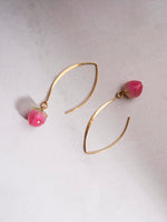 El Regalo Cute & Elegant Flower Bud Drop Long Hook Earrings- Super Elegant & Classy Gradient Color Flower Bud Earrings for Girls & Women, Contemporary Design (Glossy Pink)