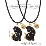 El Regalo Womens 2PCs BFF Best Friends Cats with Moon Stars Necklaces Set- Best Friends Necklace for 2 Color Change Due to Temperature BFF Jewelry Friendship Gifts