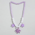 El Regalo Girls Kids Shimmering Beads Bow Shell Princess Necklace & Bracelet Sets- Acrylic Bow Star Beads Princess Necklace Bracelet Jewelry Set for Girls Kids (Option-4)