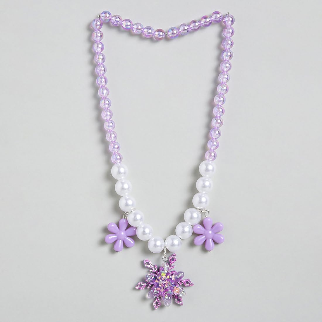El Regalo Girls Kids Shimmering Beads Bow Shell Princess Necklace & Bracelet Sets- Acrylic Bow Star Beads Princess Necklace Bracelet Jewelry Set for Girls Kids (Option-4)