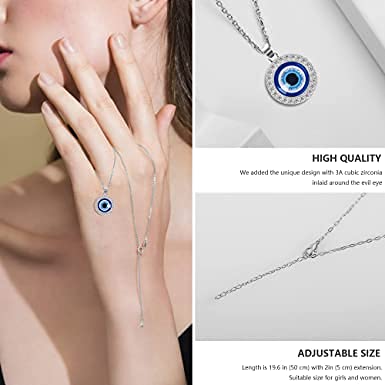 El Regalo Evil Eye Pendant Necklace for Girls & Women | Evil Eye Necklace Third Blue Eyes Amulet Protection Pendant for Girls & Women (Silver)