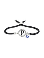 El Regalo Name Initials Evil Eye Bracelet Rakhi for Brother- Name Letter CZ Rakhi with Roli Chawal, Message Card in Rakshabandhan Box for Bhai (Black-P)