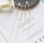 El Regalo Fancy Long Loop Tassel Pearl Stud Earrings for Girls & Women- Modern, Contemporary Tassel Earrings