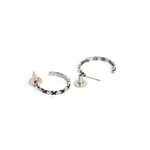 El Regalo 2 Pairs Tribal Oxidized Half Hoop Earrings, Huggie Earrings- Hammered Bohemian Oxidized German Silver Baali Earrings (Option-8)