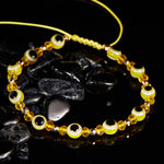 El Regalo 1 PC Evil Eye with Crystals Beads Adjustable Unisex Bracelet for Girls/Boys/Men/Women (Yellow)