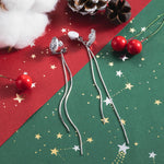SELOVO Chain Snowflake Dangling Earrings Front Back Clip On Dangle Earrings Chain for Women Teen