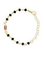 EL REGALO Unisex Kids Gold-Toned & Black Gold-Plated Nazaria Ring Bracelet