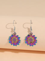 El Regalo Vintage Sunflower Earrings- Bohemian Sunflower Hook Earrings for Girls & Women (Rainbow)