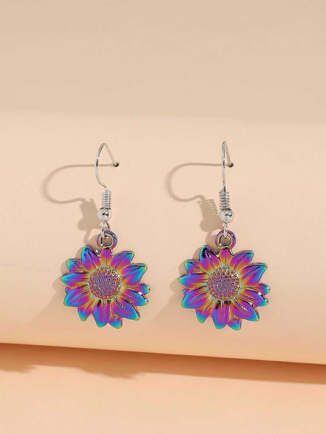 El Regalo Vintage Sunflower Earrings- Bohemian Sunflower Hook Earrings for Girls & Women (Rainbow)