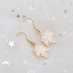 El Regalo 1 Pair Enamel Fall Maple Leaves Hypoallergenic Drop Earrings for Girls/Teens/Women (Pink Maple Leaves)