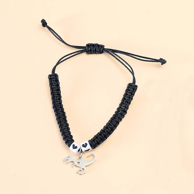 El Regalo Cute Rakhi for Brother- Fancy Tyrannosaurus Dinosaur Bracelet Rakhi for Bhai with Roli Chawal, Rakhi Message Card in Rakhi Gift Box (Black Heart Dino)