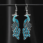 El Regalo Vintage Ethnic Peacock Earrings for Women- Elegant Oil Drop Rhinestone Dangle Earring Party Jewelry (Blue)
