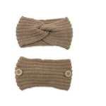 El Regalo Knitted Winter Twist Woolen Warm Headband with Buttons for Face Mask Cover | Cold Weather Hair Accessories Head Wrap | Winter Designer Headbands for Women & Men (Beige)