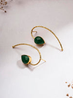 El Regalo Beautifully Handcrafted Gold Plated Brass Party Earrings- Trendy & Contemporary Stones Statement Earrings for Women (Dark Green)
